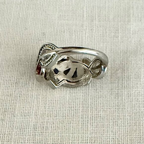 Elegant Silver Rose Gold Heart Infinity Knot Ring Rhinestone Accents Size 7.75 - Picture 9 of 11